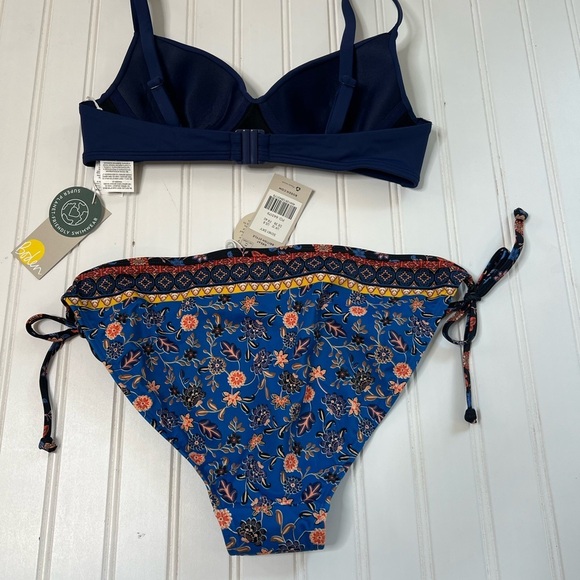 BODEN SYMI STRING BIKINI BOTTOM Swim 8 Navy Blue Top 32B 2 Piece Swim NEW. 376 - Picture 4 of 4